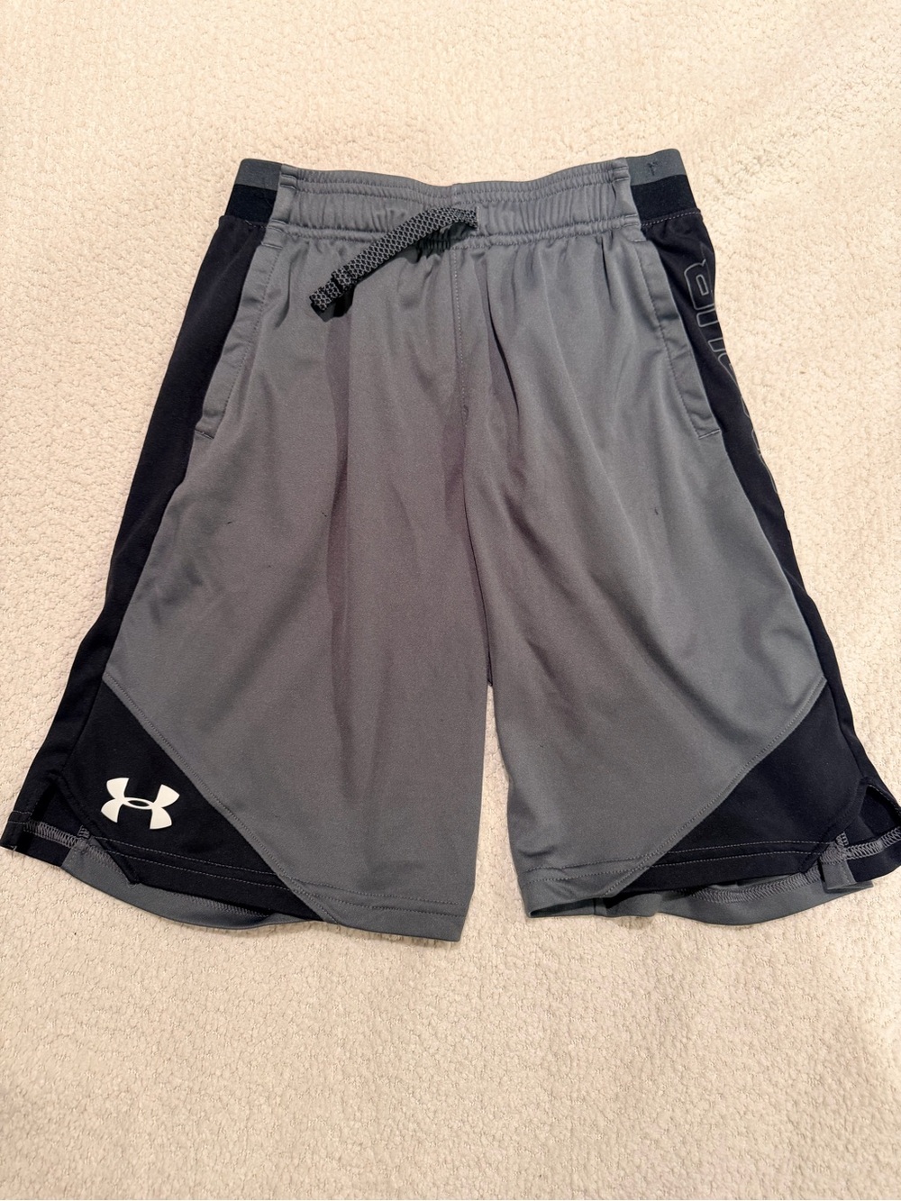 Under Armour Gray and Black Boys' Athletic Shorts